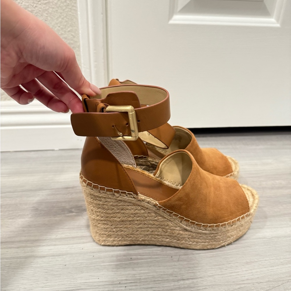 MARC FISHER Tan Wedge Sandals in size 6.5